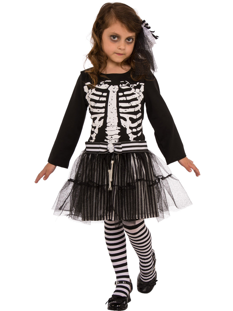 Black And White Skeleton Girls Tutu Halloween Costume - Main Image