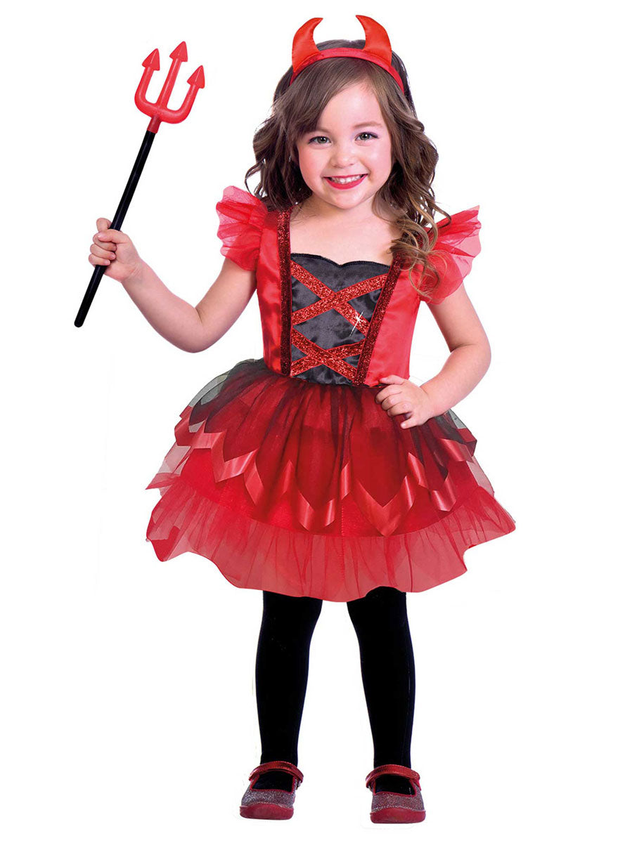 Little Red Devil Girls Halloween Costume - Main Image
