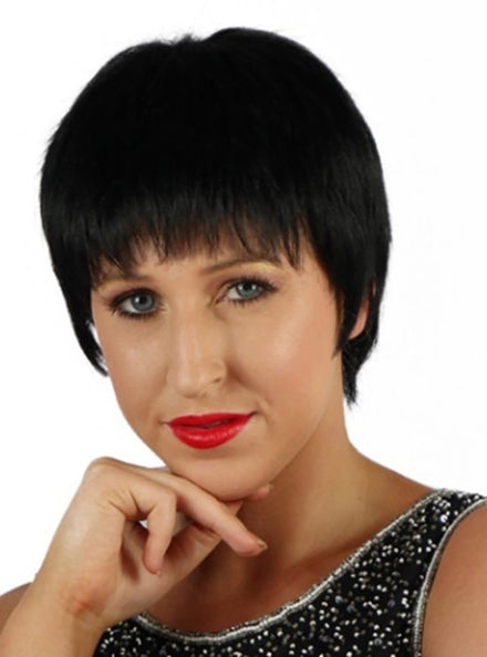 Womens Short Black Liza Chic Bob Costume Wig