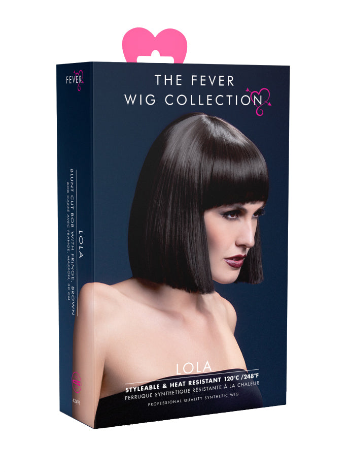 Blunt Cut Womens Dark Brown Bob Wig With Fringe - Packaging Image