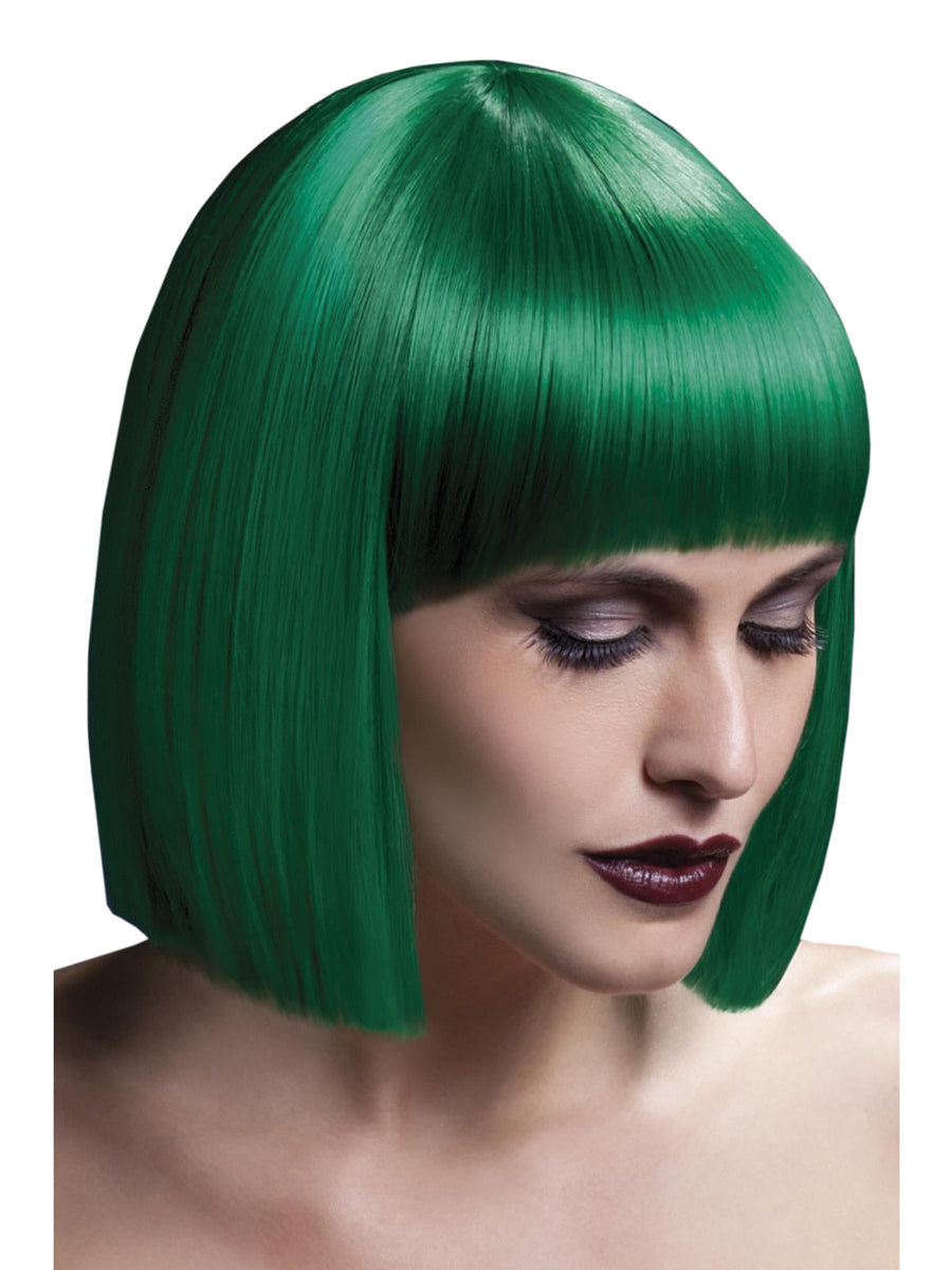 Womens Green Blunt Cut Deluxe Bob Wig With Fringe - Main Image