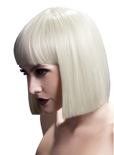 Womens Light Blonde Blunt Cut Bob Wig With Fringe - Main Image
