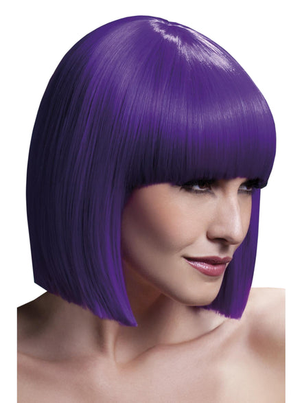 Womens Purple Deluxe Blunt Cut Bob Fashion Wig With Fringe - Main Image