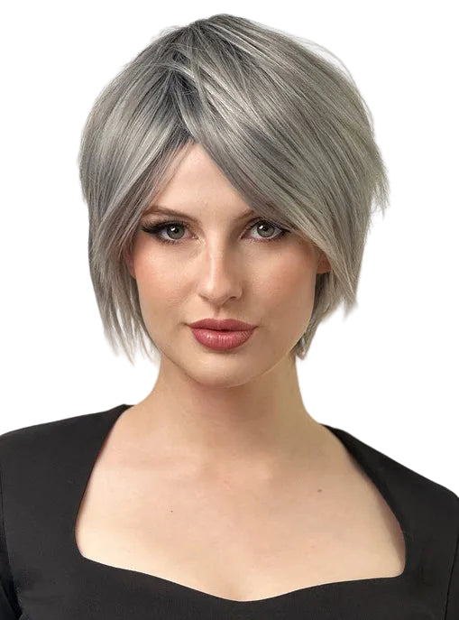 Lola Womens Deluxe Silver Grey Pixie Cut Fashion Wig - Main Image