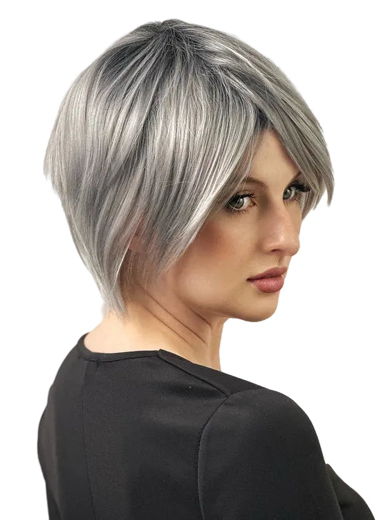 Lola Womens Deluxe Silver Grey Pixie Cut Fashion Wig - Side Image