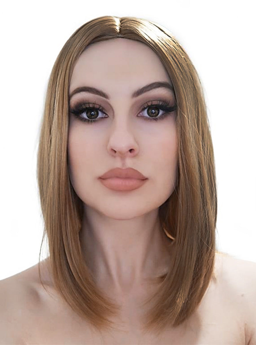 Long Bob Womens Light Brown Costume Wig With Centre Part - Alternative Image 1
