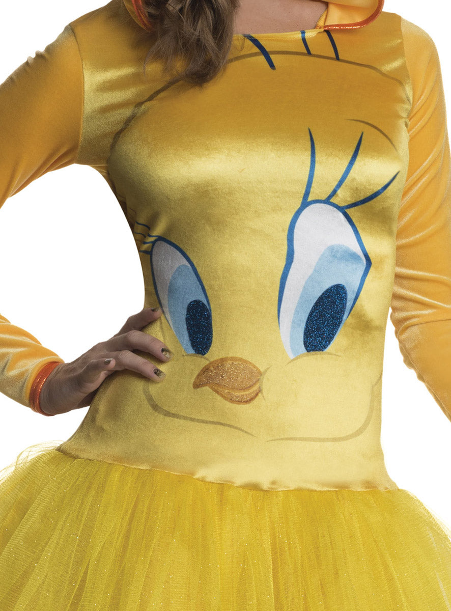 Image of Looney Tunes Womens Hooded Tweety Bird Costume - Close Image 1