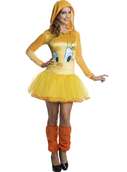 Image of Looney Tunes Womens Hooded Tweety Bird Costume - Main Image