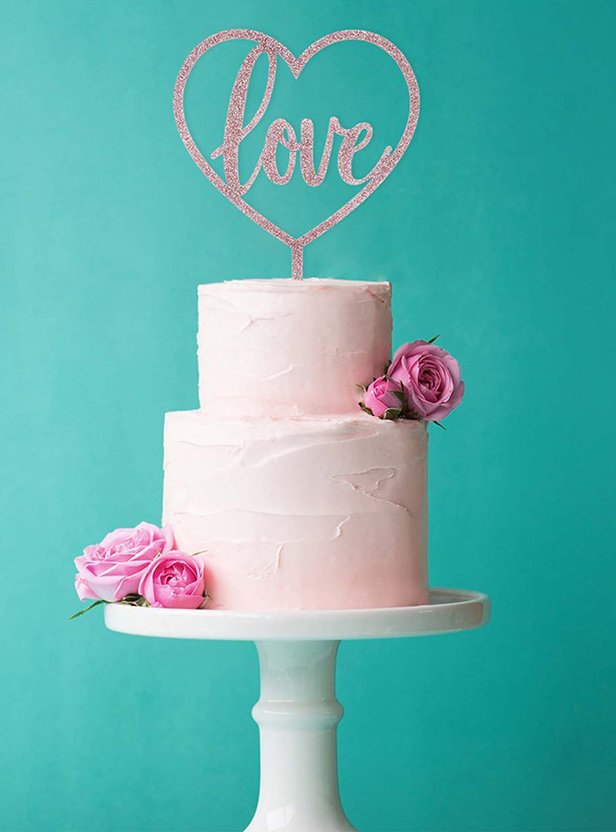 Love 23cm Rose Gold Acrylic Cake Topper - Lifestyle Image