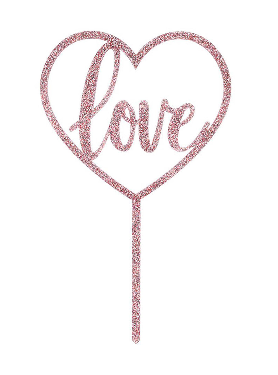 Love 23cm Rose Gold Acrylic Cake Topper - Main Image