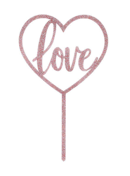 Love 23cm Rose Gold Acrylic Cake Topper - Main Image