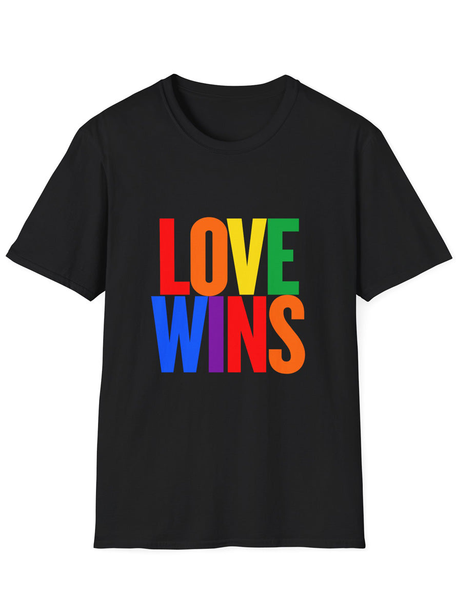 Love Wins Pride Day Adults Black TShirt - Front Image