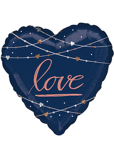 Love Navy Heart 71cm Jumbo Shape Foil Balloon - Main Image