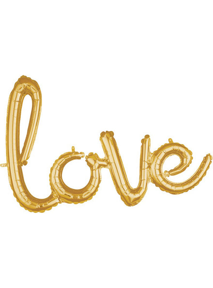 Love Script Gold 78cm Air Fill Self Sealing Foil Balloon - Main Image