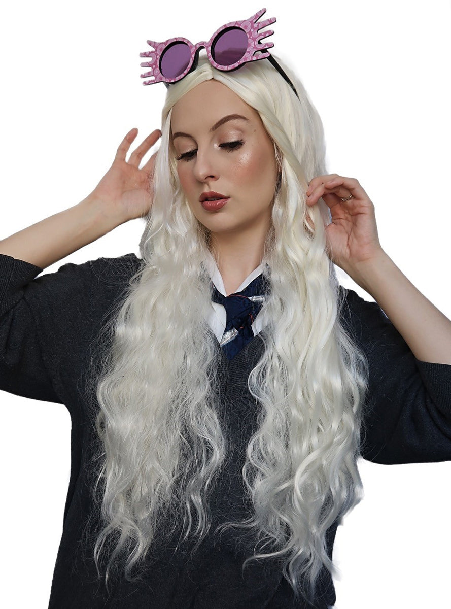 Luna Womens Long White Blonde Wavy Costume Wig - Alternative Image 1