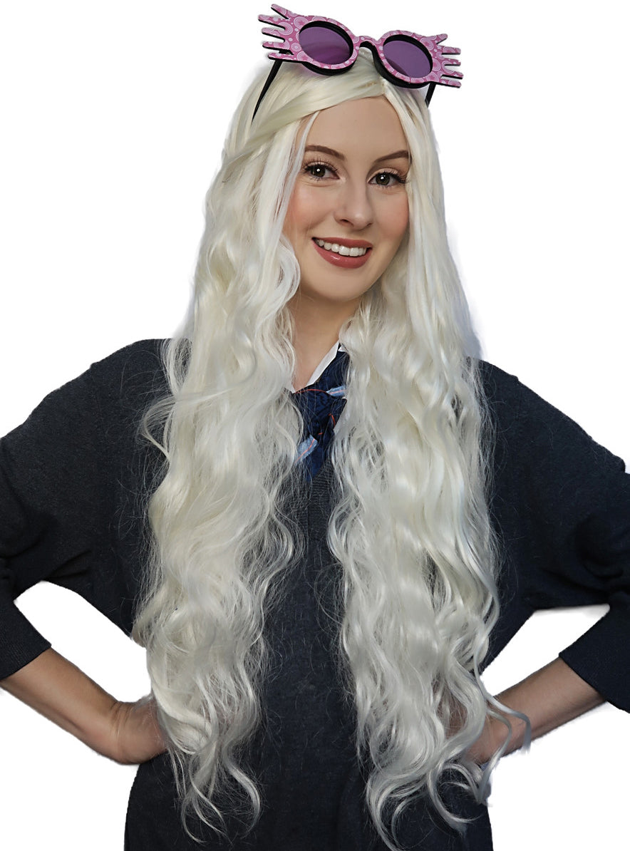 Luna Womens Long White Blonde Wavy Costume Wig - Alternative Image 3