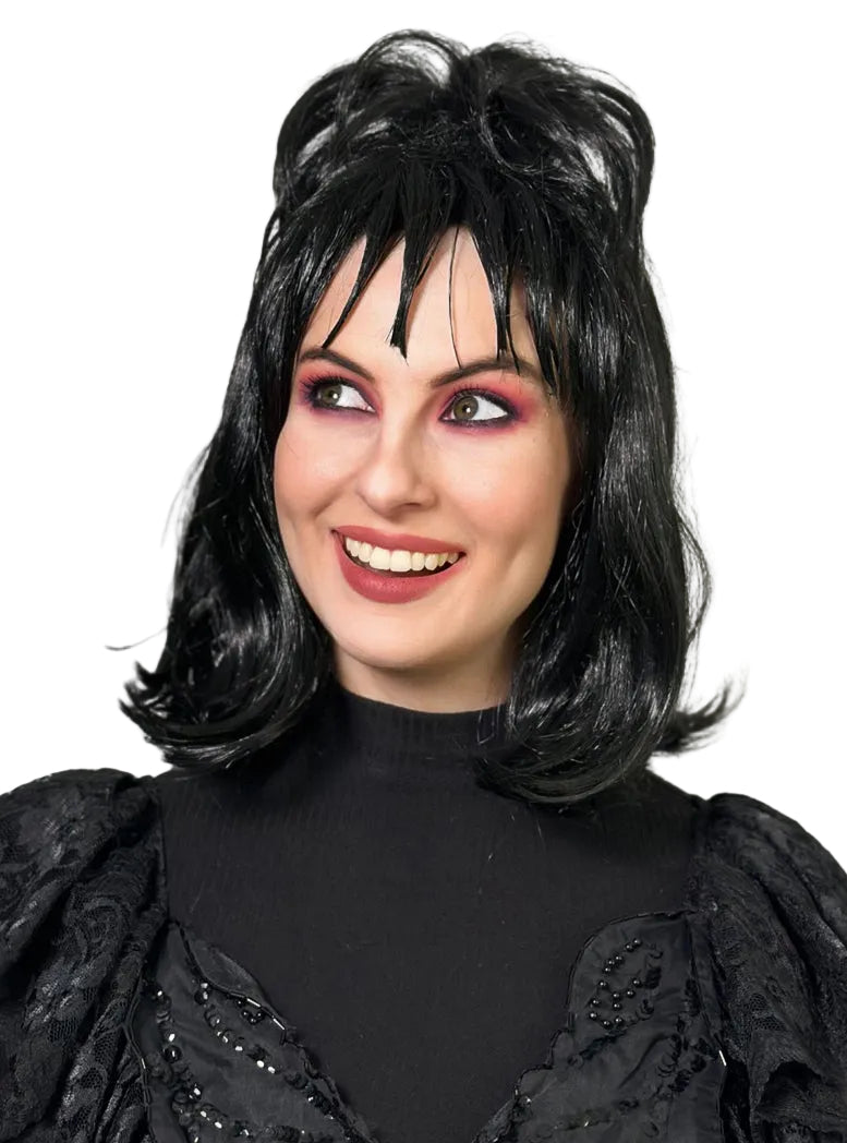 Lydia Womens Black Beetle Bride Costume Wig - Alternative Image