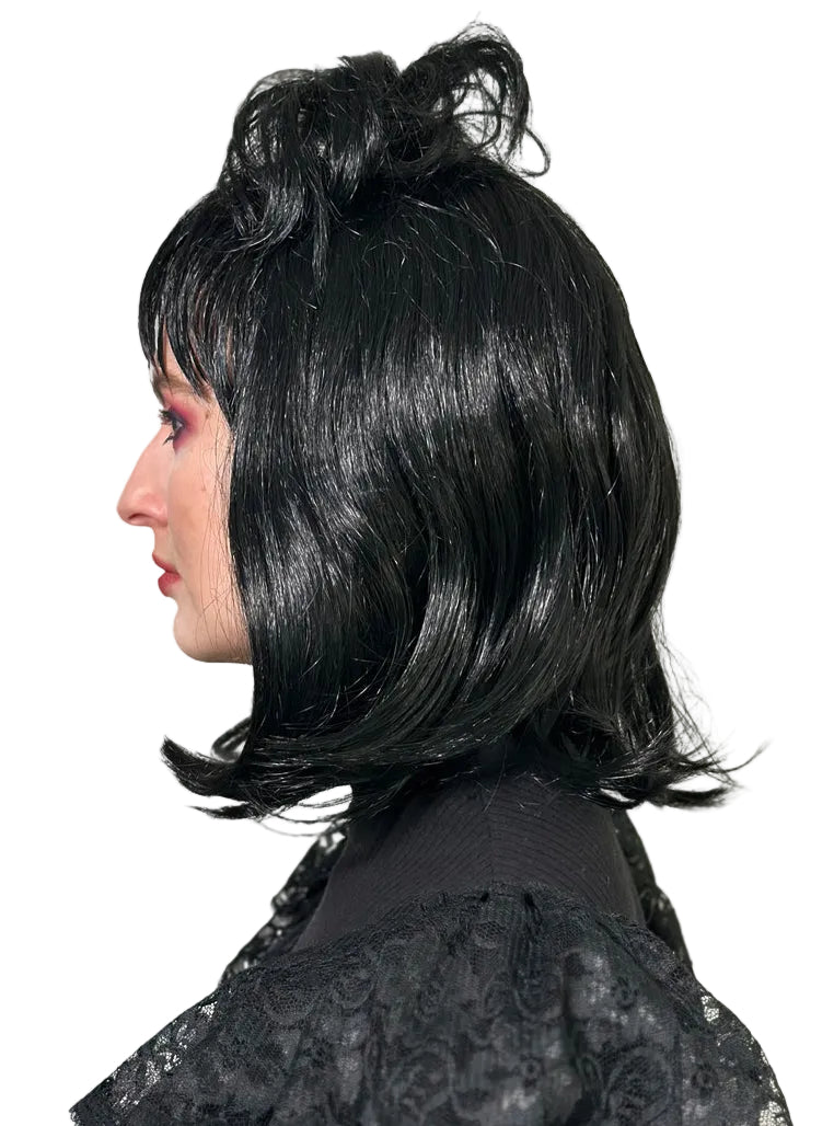 Lydia Womens Black Beetle Bride Costume Wig - Side Image 2