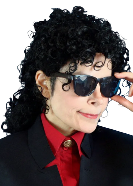 Mens Black Curly 90s MJ Pop Star Costume Wig - Main Image