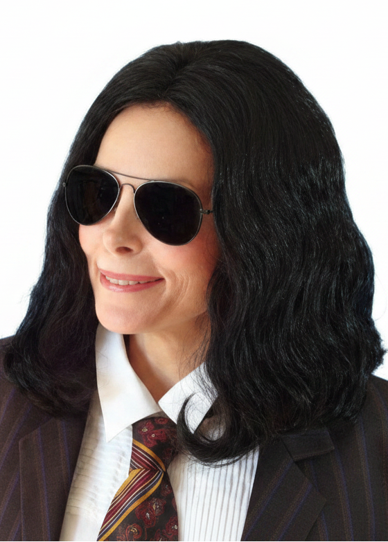 Mens Black Shoulder Length 2000s MJ Pop Star Costume Wig - Main Image