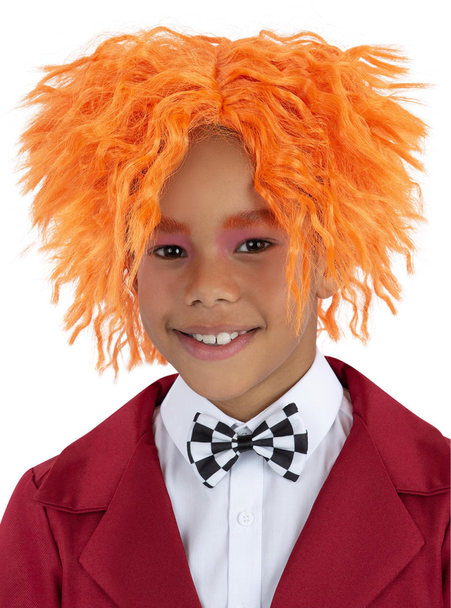 Orange Curly Boys Mad Hatter Costume Wig - Main Image