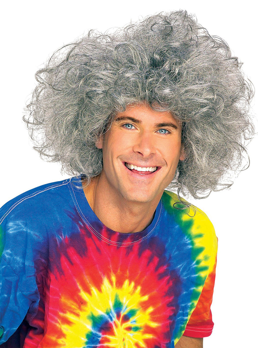 Mens Frizzy Grey Mad Scientist Costume Wig - Main Image