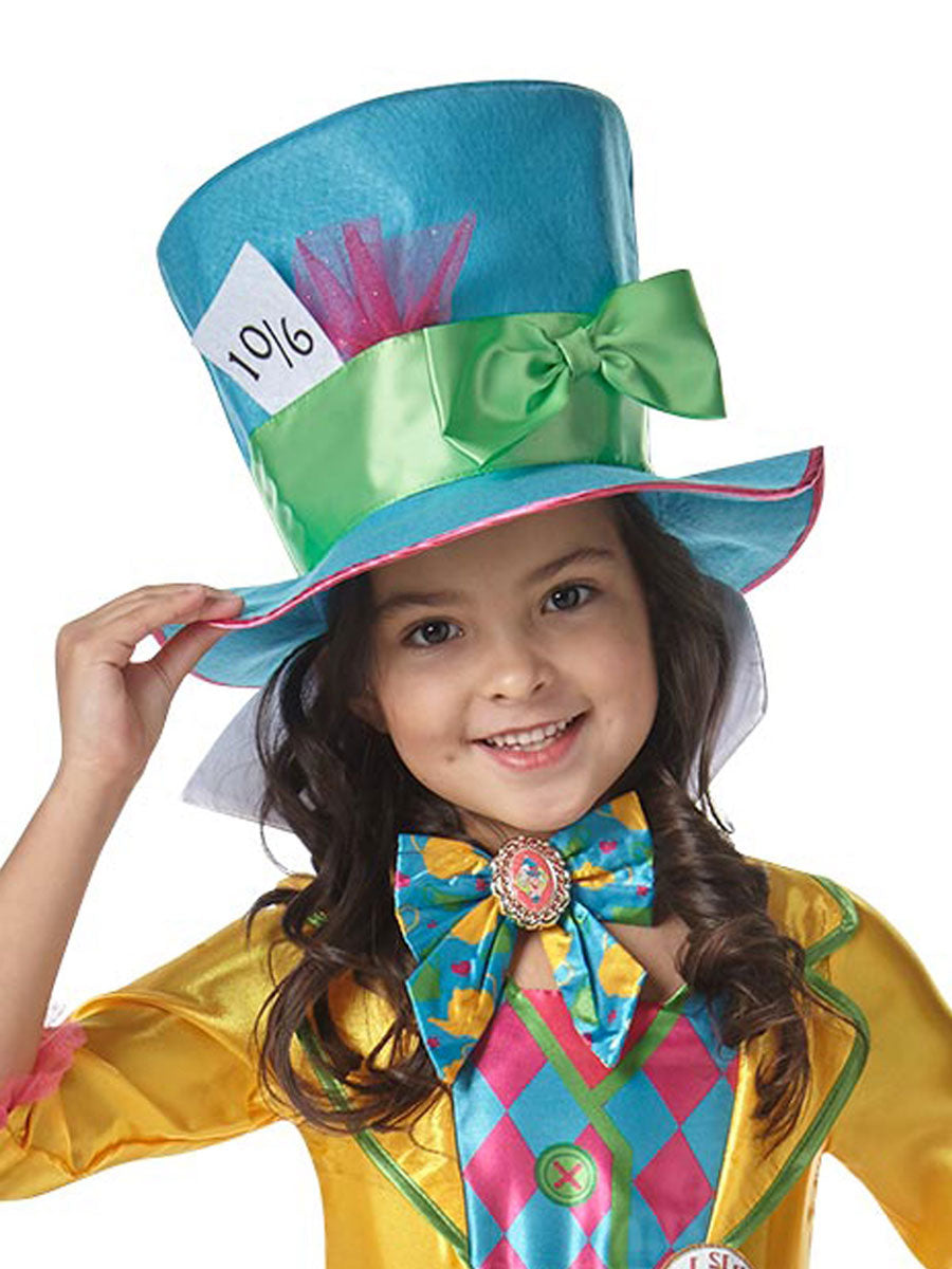 Mad Hatter Deluxe Girls Disney Alice In Wonderland Character Costume - Close Image