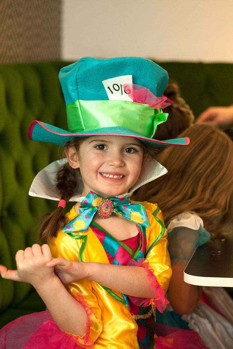 Mad Hatter Deluxe Girls Disney Alice In Wonderland Character Costume - Lifestyle Image