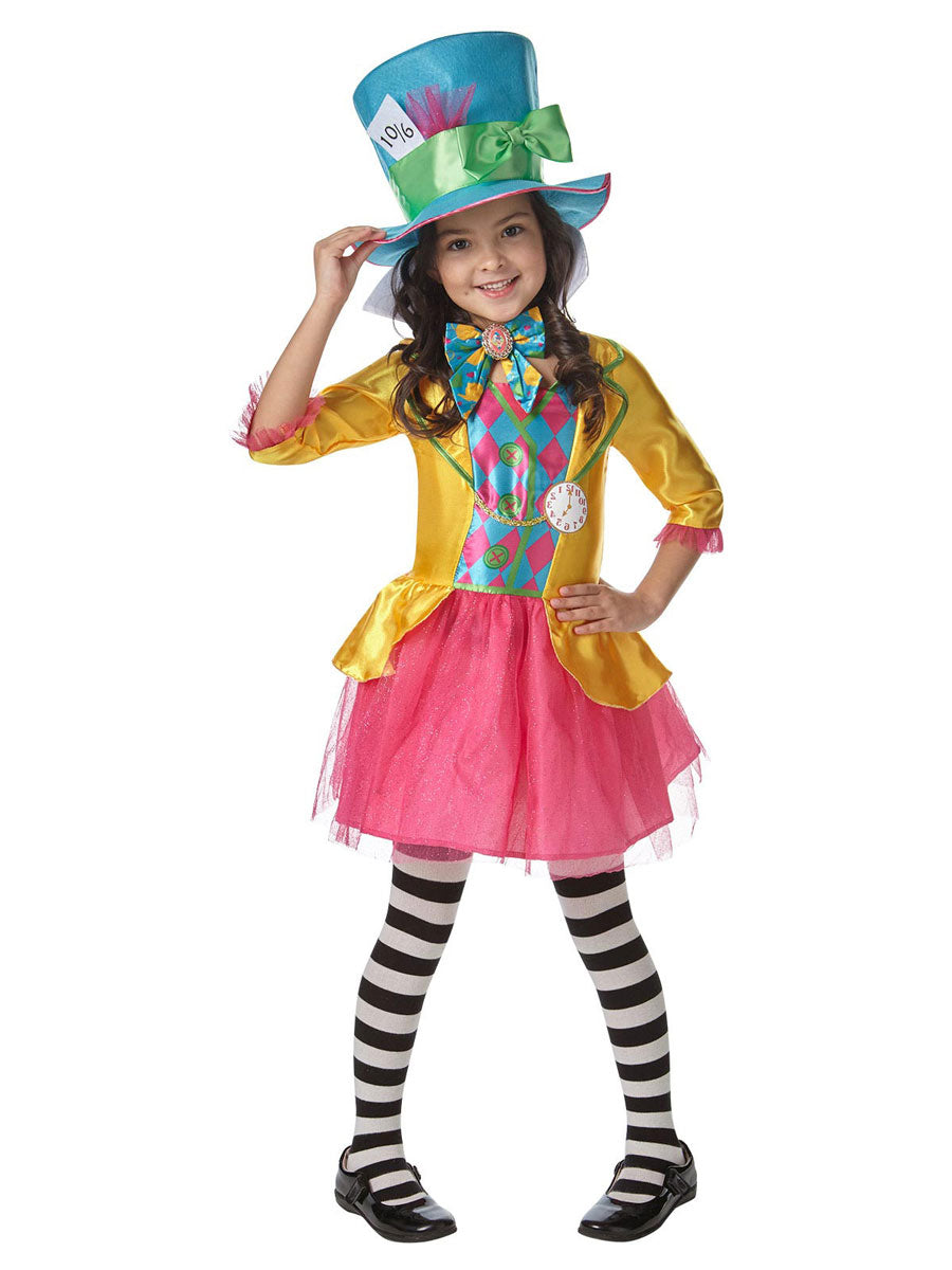Mad Hatter Deluxe Girls Disney Alice In Wonderland Character Costume - Main Image