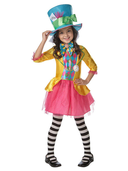 Mad Hatter Deluxe Girls Disney Alice In Wonderland Character Costume - Main Image