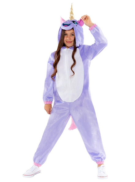 Purple Magical Unicorn Girls Onesie Costume - Main Image