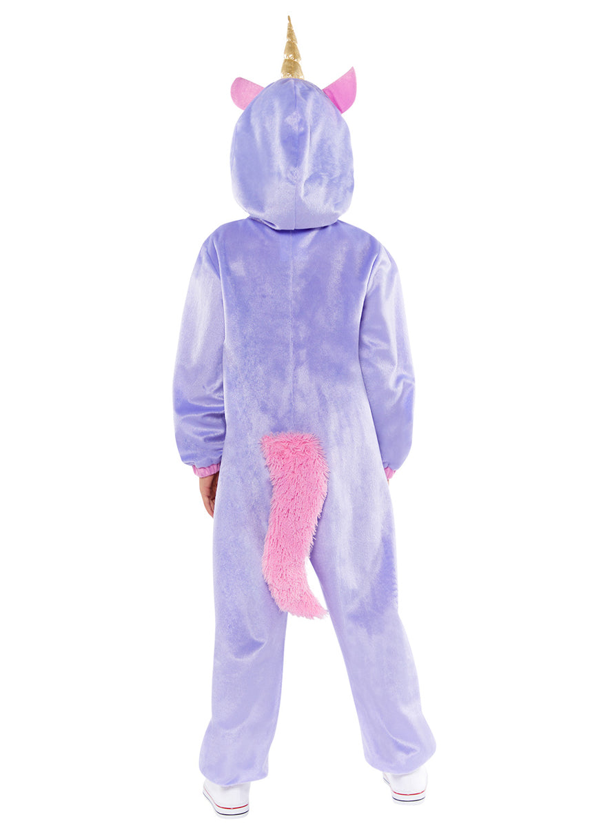 Purple Magical Unicorn Girls Onesie Costume - Back Image