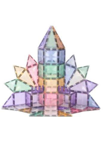 Magnetic Tiles 108 Piece Pastel Rainbow Building Toy Set - Alternative Image 1