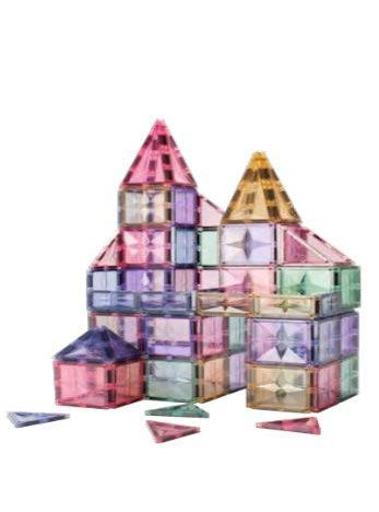 Magnetic Tiles 108 Piece Pastel Rainbow Building Toy Set - Alternative Image 2