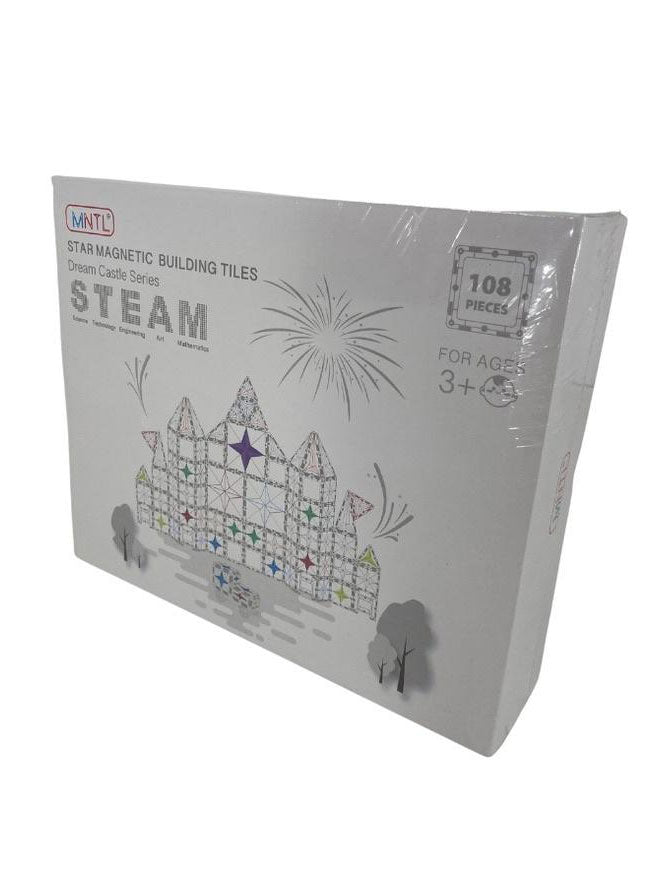 Magnetic Tiles 108 Piece Pastel Rainbow Building Toy Set - Packaging Image