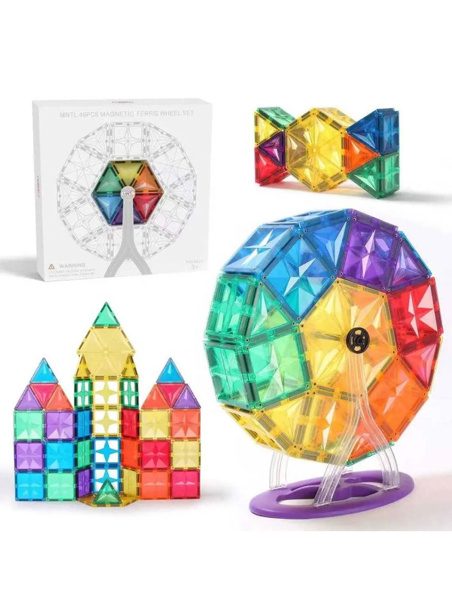 Magnetic Tiles 46 Piece Rainbow Ferris Wheel Set - Alternative Image