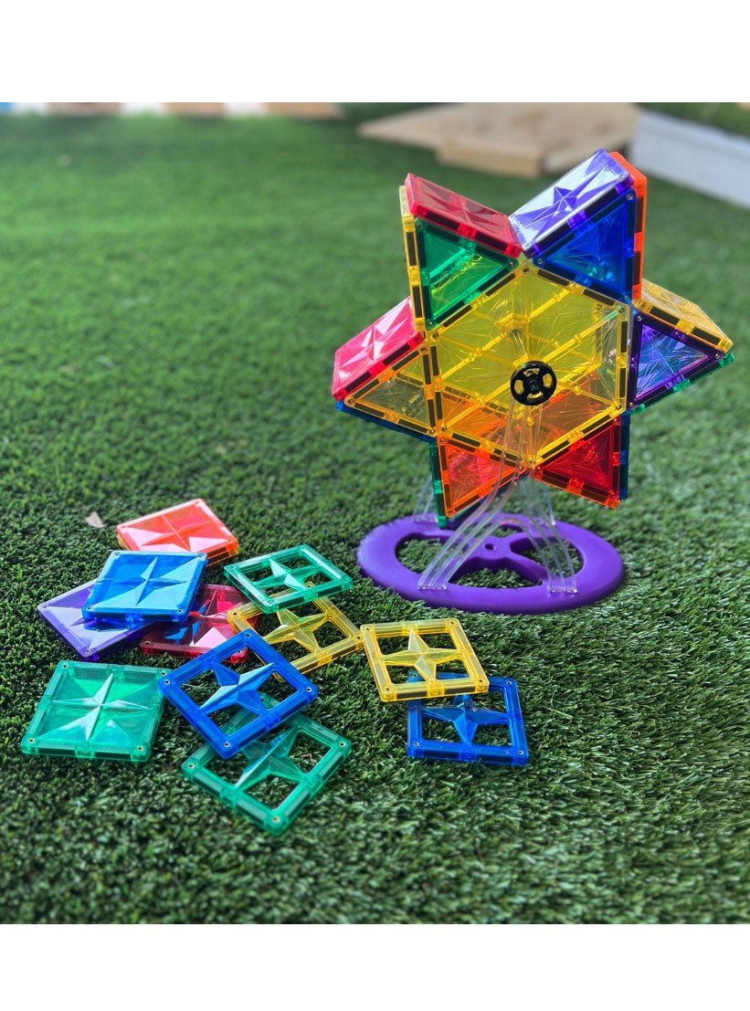 Magnetic Tiles 46 Piece Rainbow Ferris Wheel Set - Lifestyle Image 2