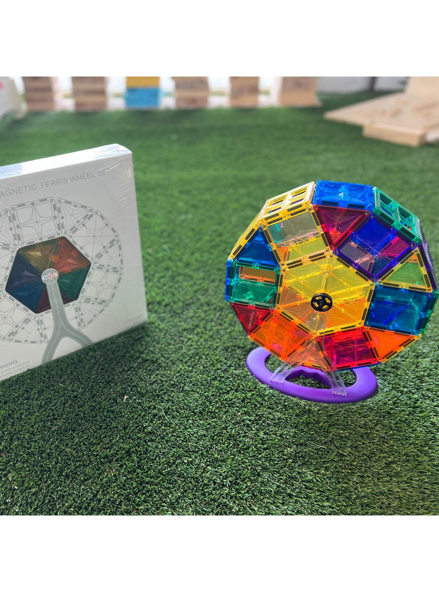 Magnetic Tiles 46 Piece Rainbow Ferris Wheel Set - Lifestyle Image