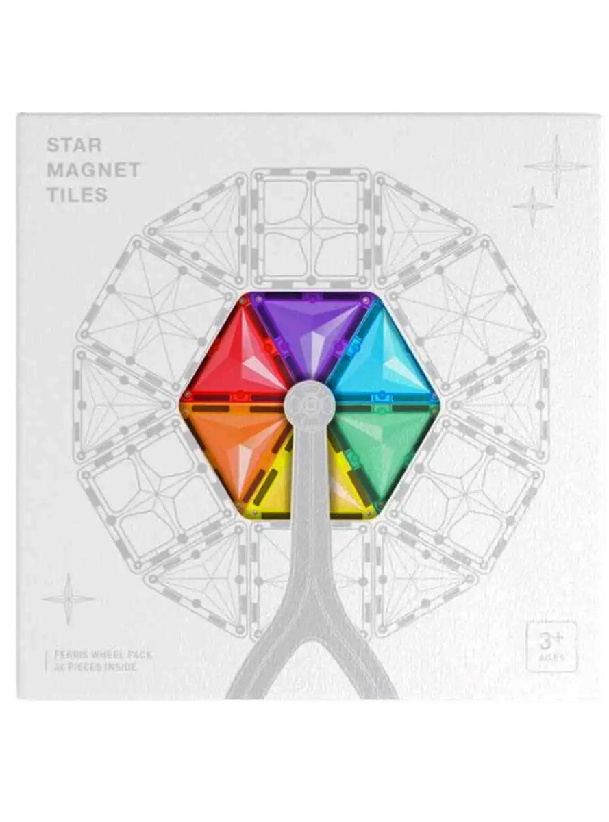 Magnetic Tiles 46 Piece Rainbow Ferris Wheel Set - Packaging Image
