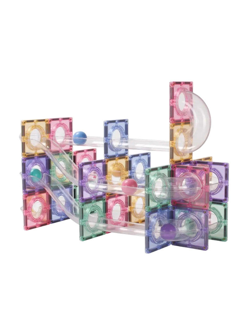 Magnetic Tiles 80 Piece Pastel Rainbow Marble Run - Alternative Image 1
