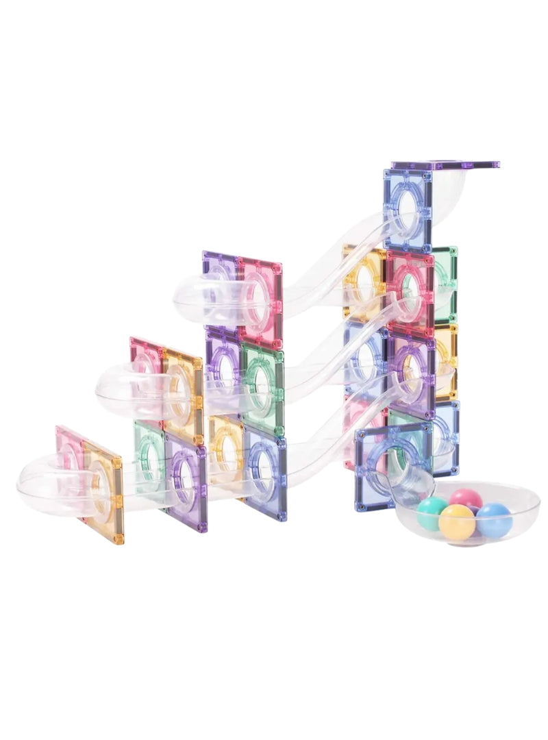 Magnetic Tiles 80 Piece Pastel Rainbow Marble Run - Alternative Image 2