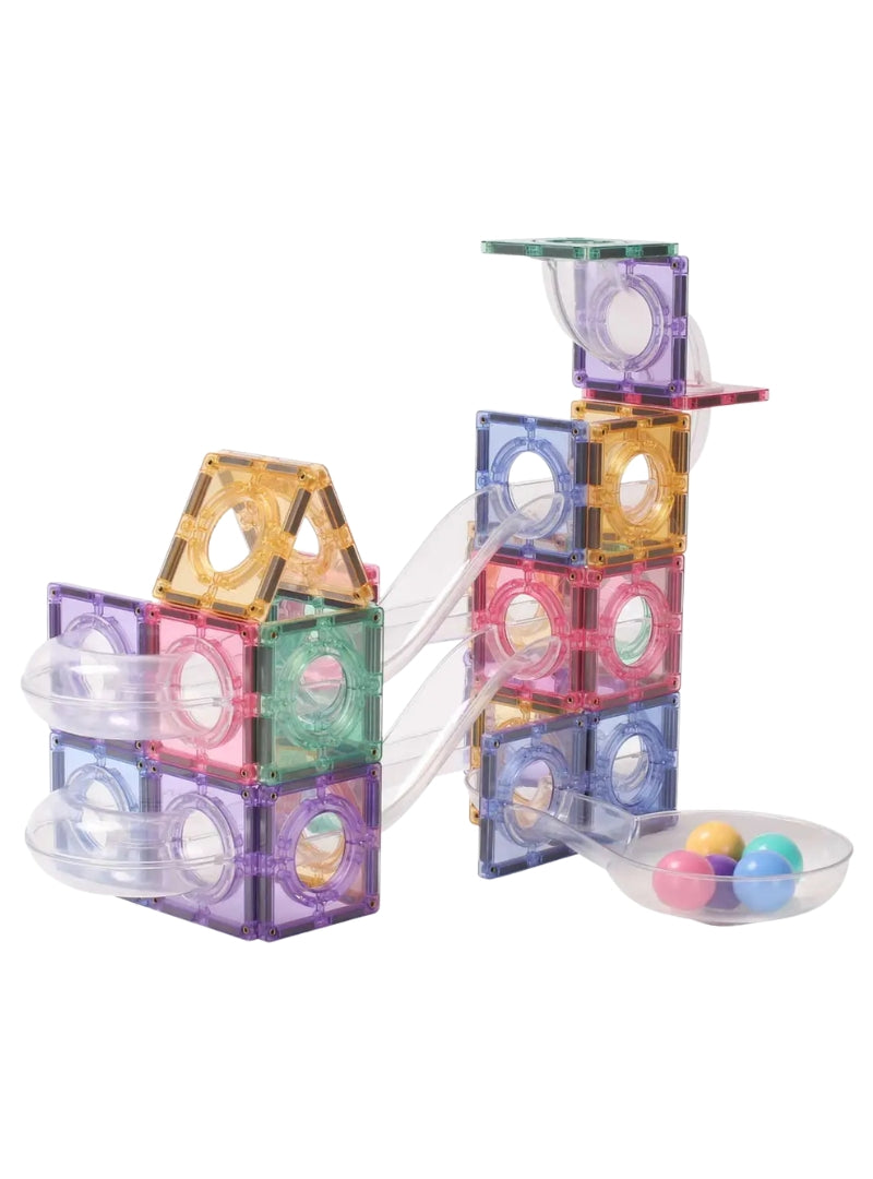 Magnetic Tiles 80 Piece Pastel Rainbow Marble Run - Alternative Image 3