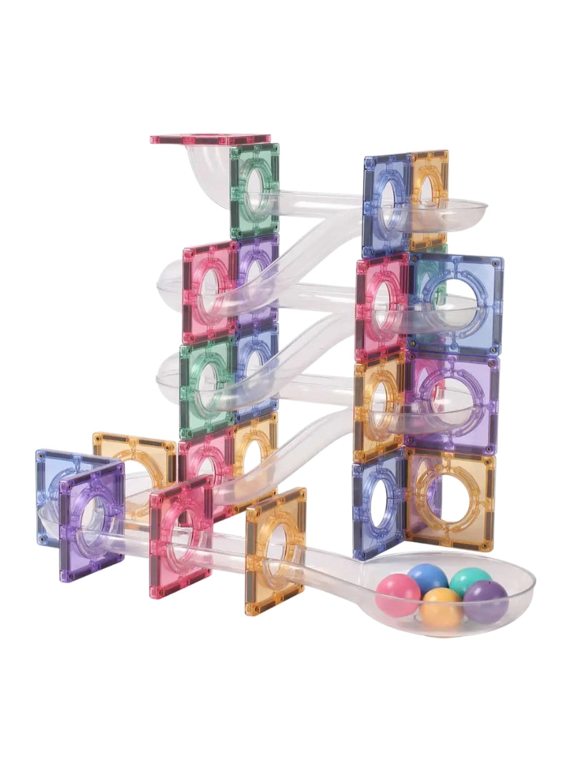 Magnetic Tiles 80 Piece Pastel Rainbow Marble Run - Main Image