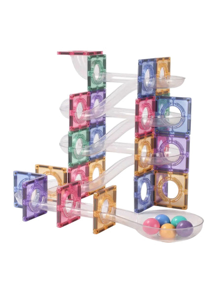 Magnetic Tiles 80 Piece Pastel Rainbow Marble Run - Main Image