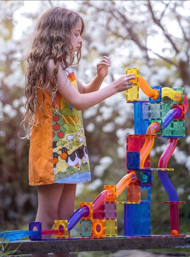 Magnetic Tiles Rainbow Marble Run Toy Set - Lifestyle Image 2