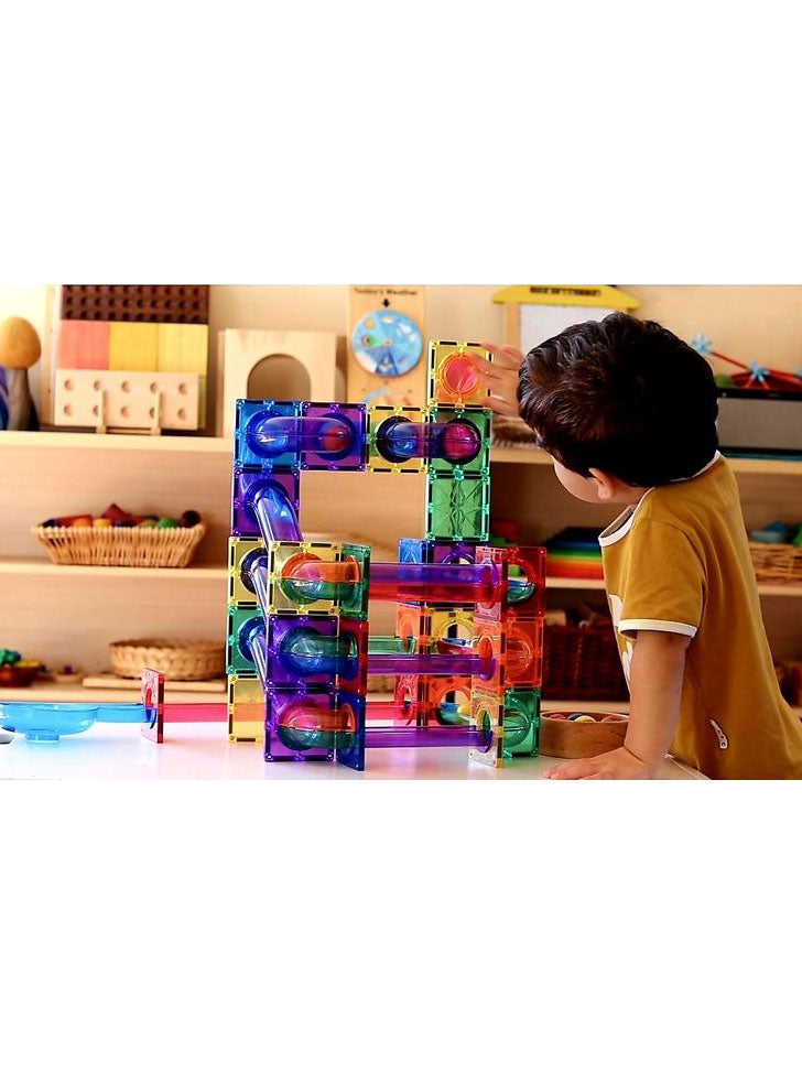 Magnetic Tiles Rainbow Marble Run Toy Set - Lifestyle Image 3