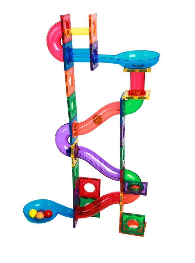Magnetic Tiles Rainbow Marble Run Toy Set - Set Up Image 1