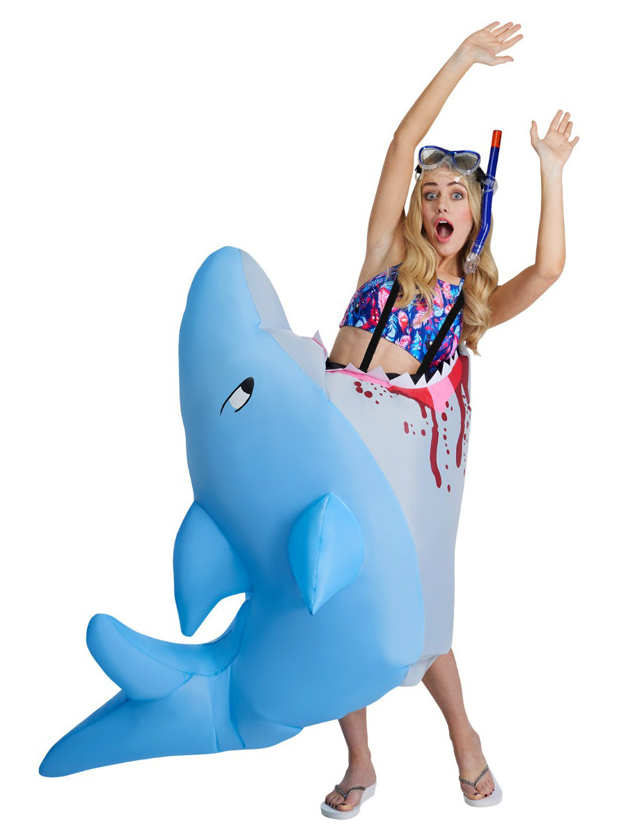 Inflatable Hungry Man Eating Shark Adults Costume - Alternate Image