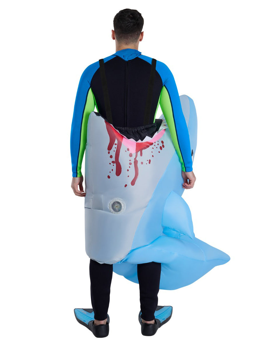 Inflatable Hungry Man Eating Shark Adults Costume - Back Image