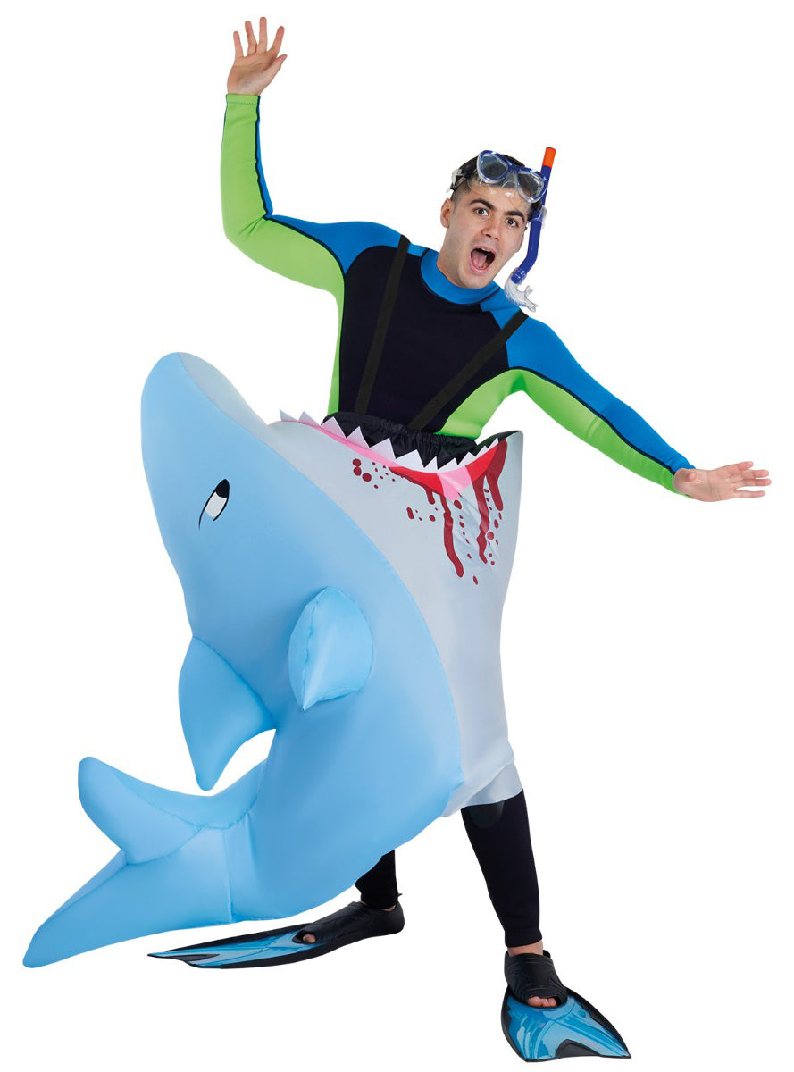 Inflatable Hungry Man Eating Shark Adults Costume - Main Image